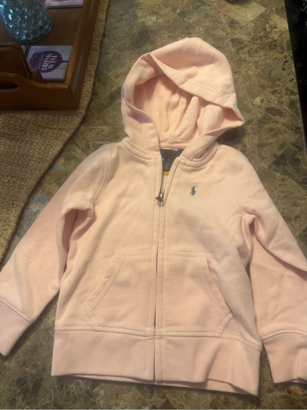 Polo by Ralph Lauren Light Pink Girls' Hooded Zip Sweatshirt
